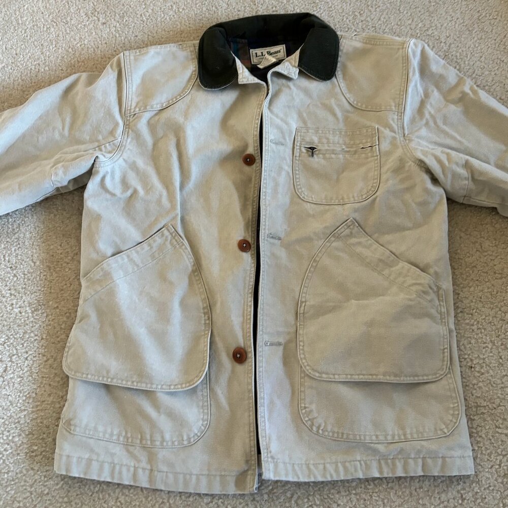 LL Bean Men's Medium Barn Jacket- Canvas with Corduroy Collar